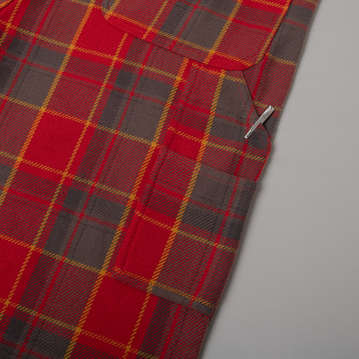 DROP CROTCH PAINTER PANTS - PLAID RED