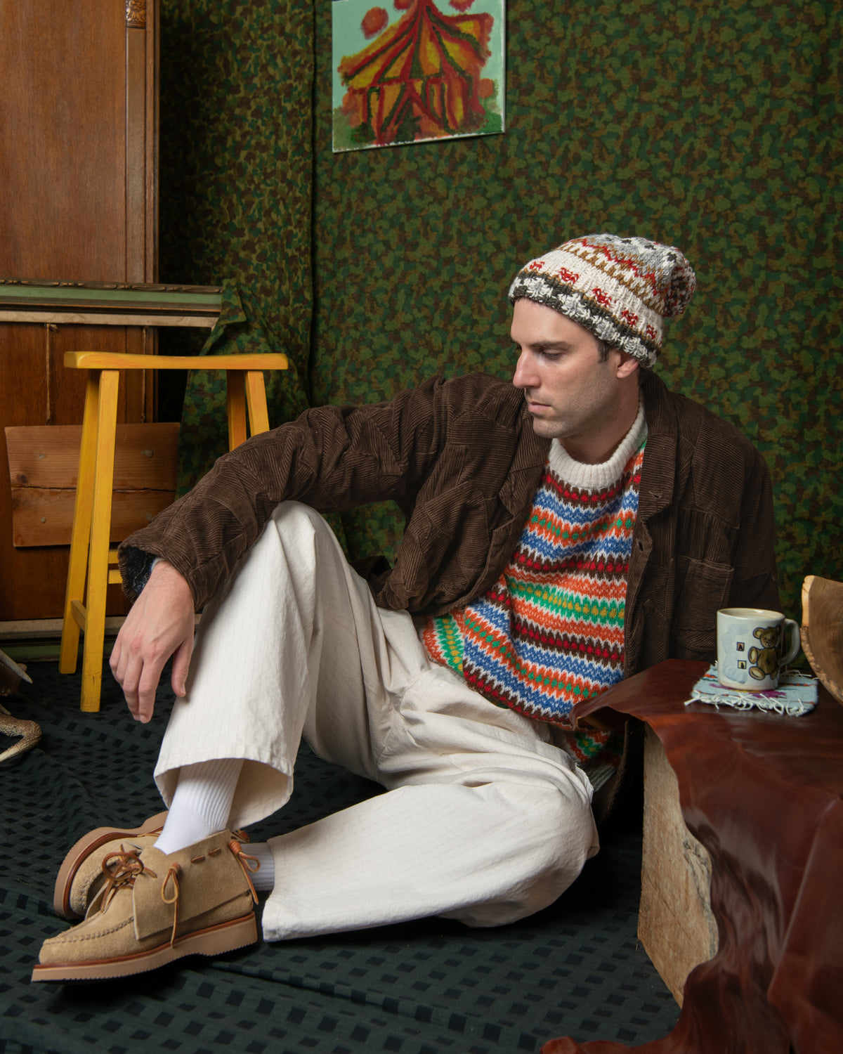 Italian Drop Lapel Jacket II- Crazy Corduroy Patchwork Brown