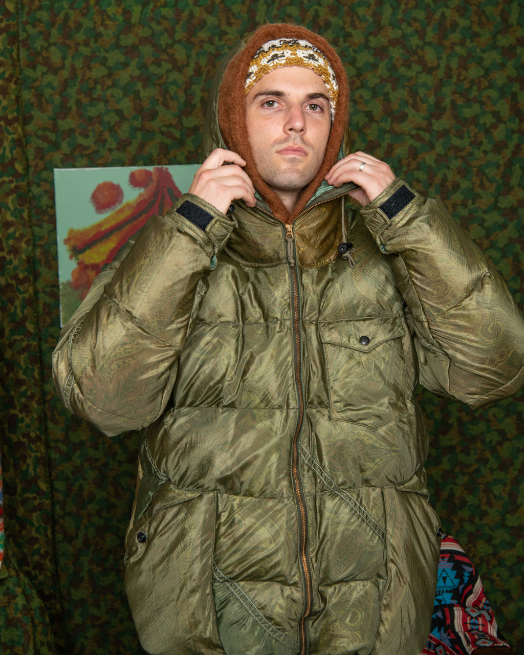Kluane x Monitaly Down Puffer Parka - Vintage US Army Parachute x Betro Paisley
