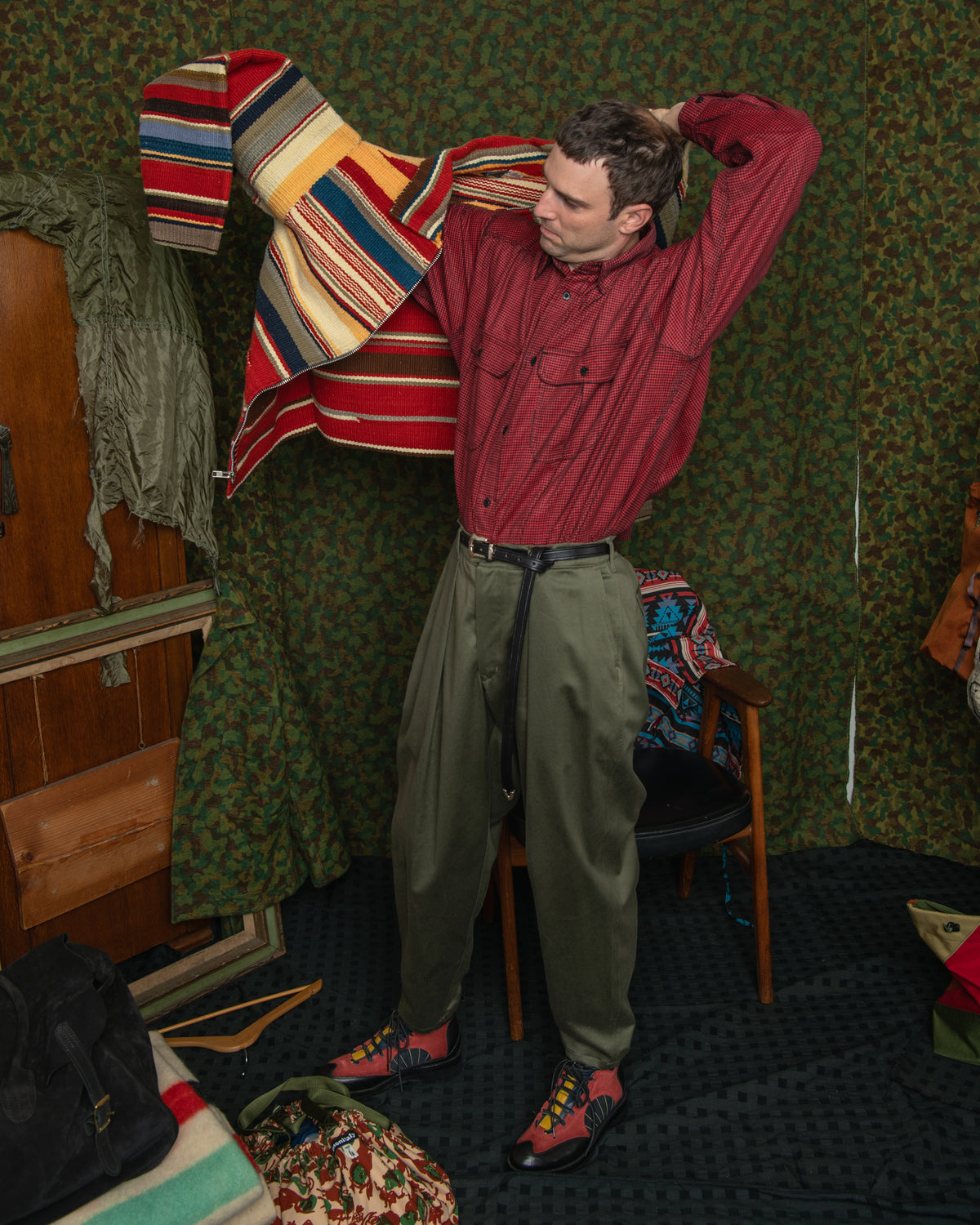 Giorgio Work Shirt- Houndstooth Corduroy Black