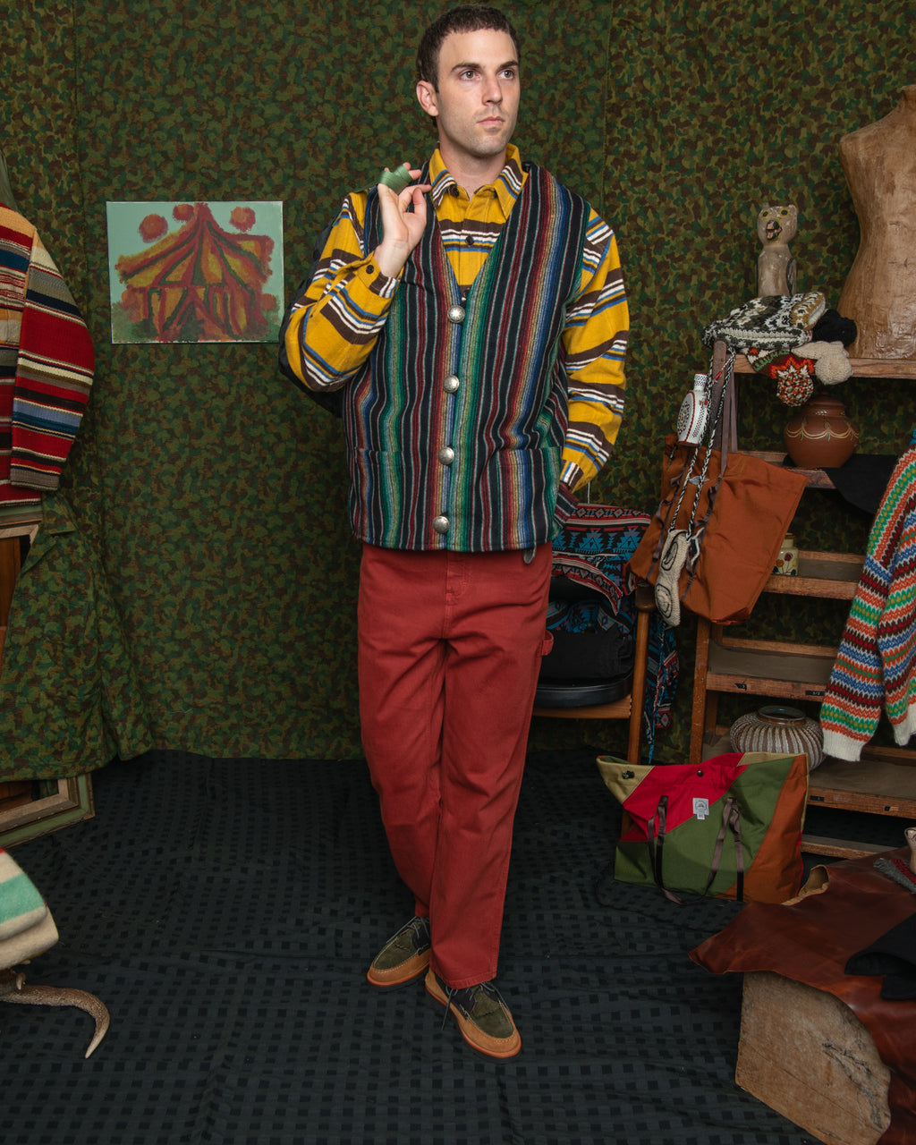Native Vest - Wool Flannel Sarape Black