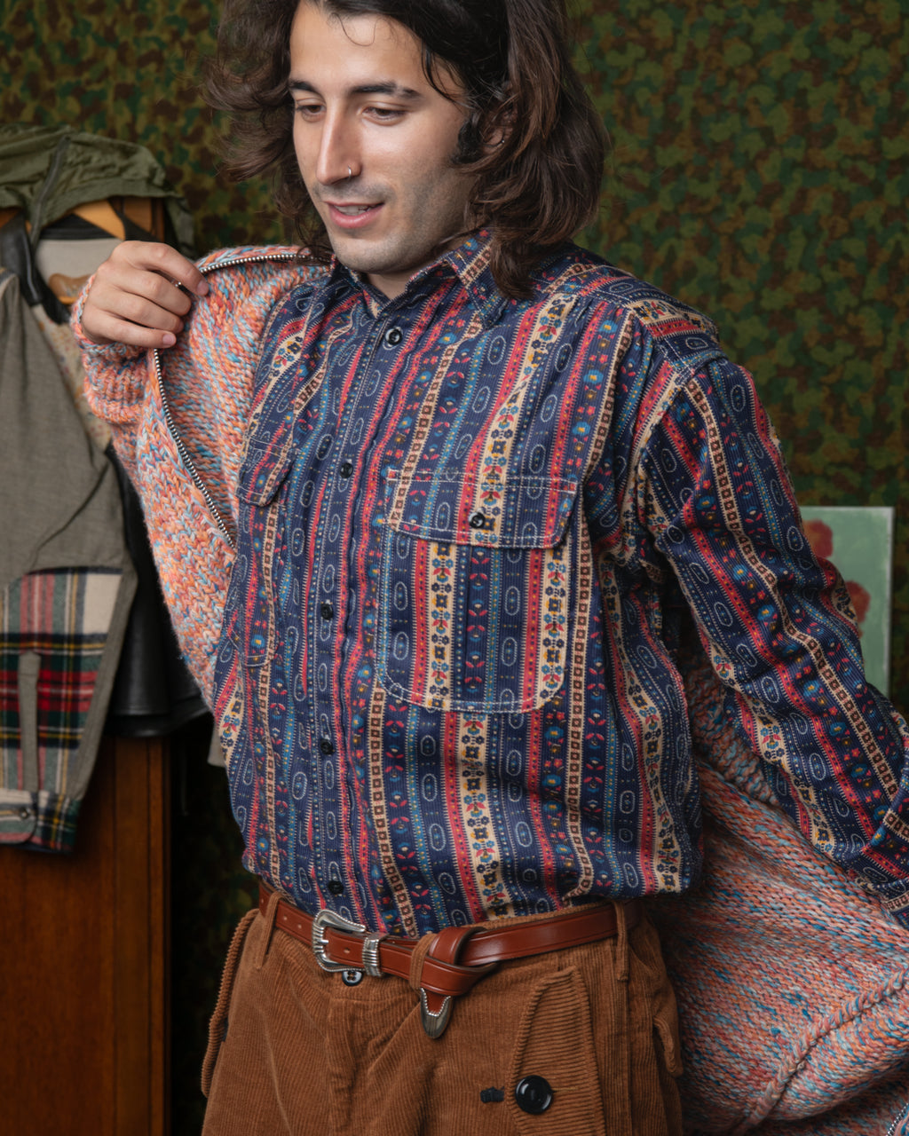 Giorgio Work Shirt- Flower Corduroy