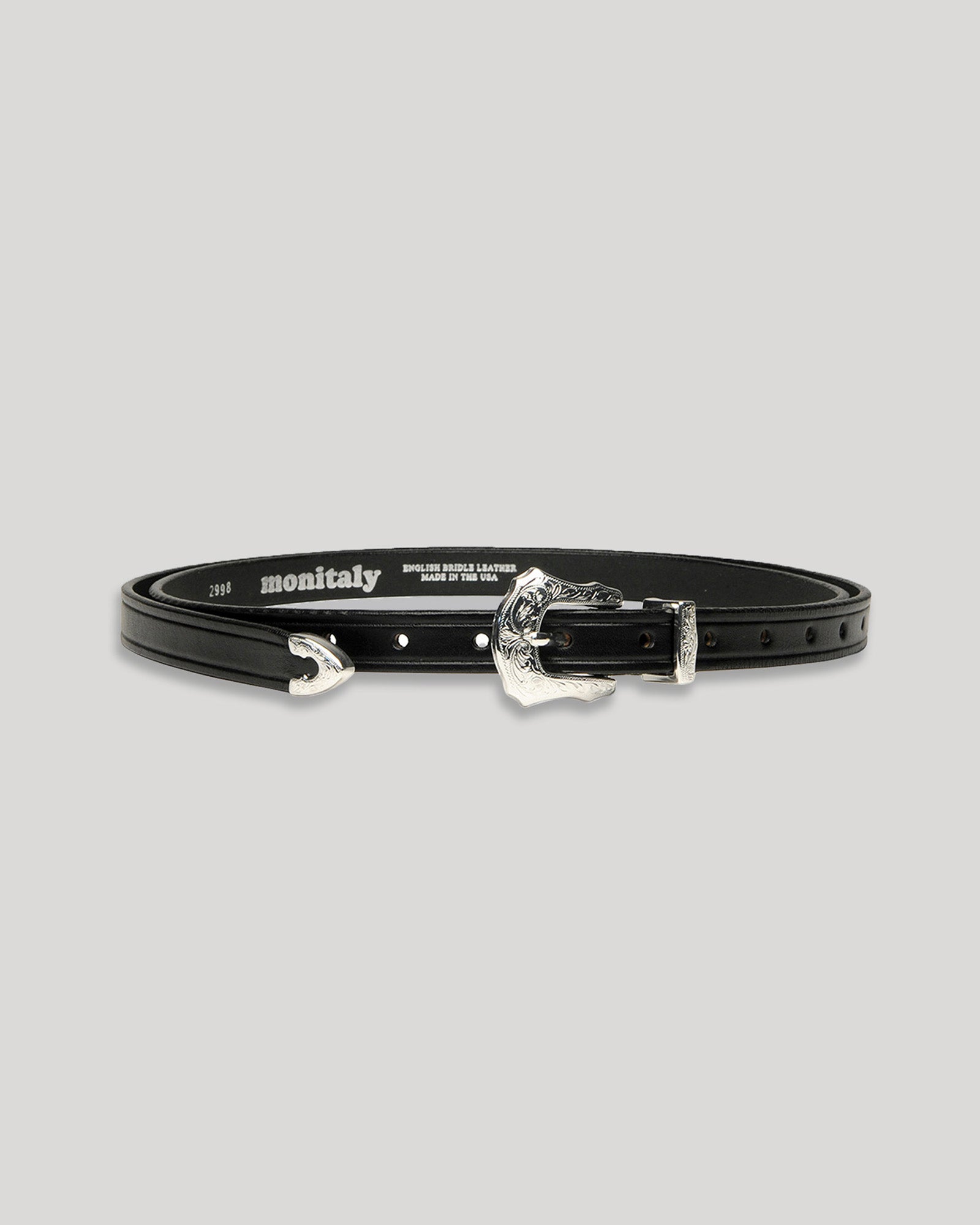Extra Long Leather Belt with 3pc Silver Buckle Set - Black