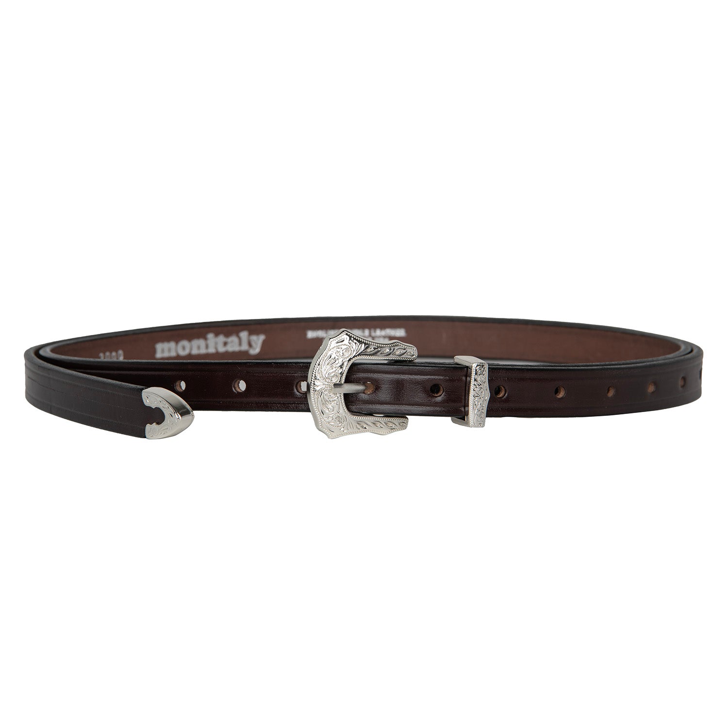 Extra Long Leather Belt with 3pc Silver Buckle Set - Havana